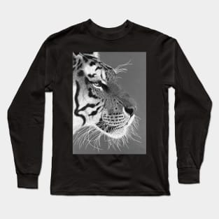 Sepia monochrome black and white tiger Long Sleeve T-Shirt